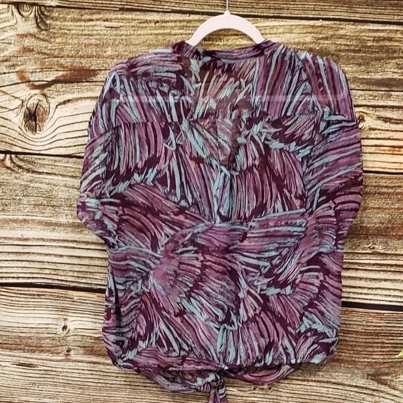 A.n.a sheer short Sleeve top Size Large - Picture 2 of 5